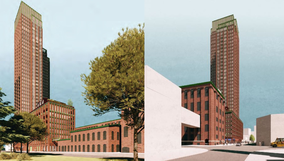 Developers have proposed building a 37-storey residential tower and lower level hotel within the Toronto Carpet Factory campus in Liberty Village.Allies and Morrison Architects Inc. for Hullmark