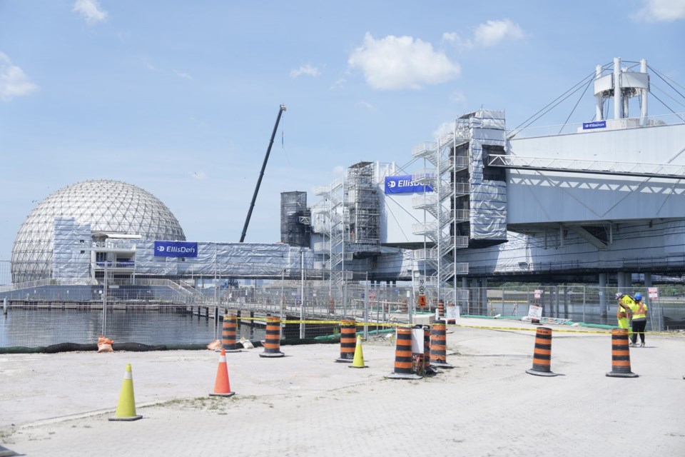 Construction is seen at Ontario Place in Toronto, Tuesday, June 24, 2025. THE CANADIAN PRESS/Chris Young