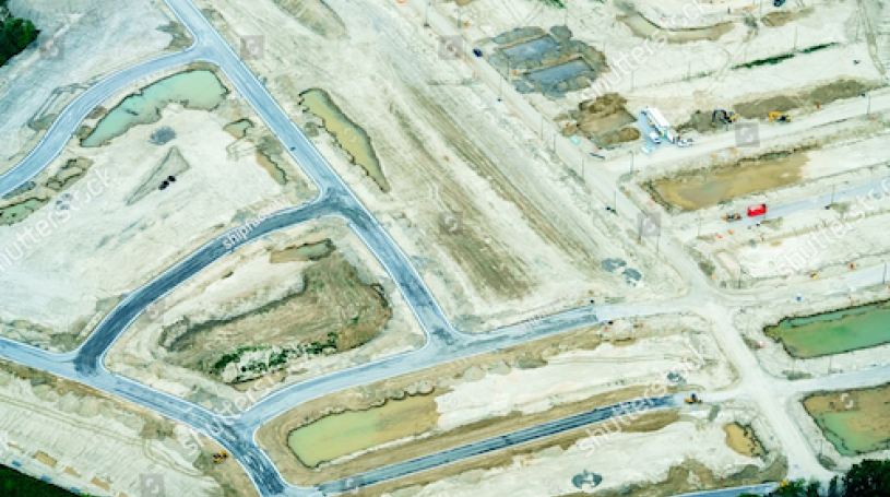 Construction site aerial view