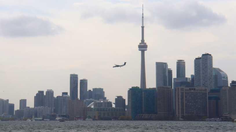 Plane crosses Toronto skyline and goes in for a landing at Billy Bishop AirportAlex Flood/TorontoToday